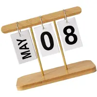 Merkloos Perpetual Daily Flip Kalender voor Bureau - Houten Desk Kalender