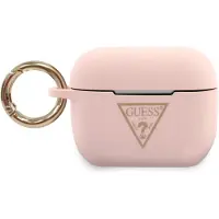 GUESS AirPods Pro hoesje, roze/lichtroze, siliconen, met driehoekig logo