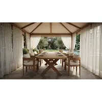 AEA Moderner Brauner Esstisch Exklusiver Gartentisch Luxus Holztische