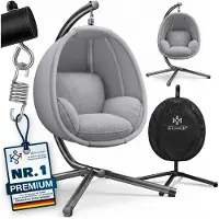 Kesser Luxe Hangstoel met Standaard en Kussen voor Binnen en Buiten tot 150 kg Draagvermogen - Grijs