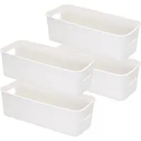 Merkloos Opbergboxen - Set van 4 - Kunststof - 30 x 11 x 9,5 cm - Met handgrepen - Duurzaam - Antislipbasis - Opbergmanden