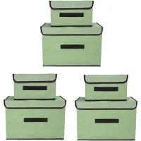 Merkloos Opvouwbare opbergboxen met deksel, 6 stuks, lichtgroen