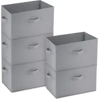 Merkloos Opbergboxen, 5 stuks - Opbergbox - Opvouwbaar - Grijs - 38x25x25 cm - Duurzaam materiaal - Opbergmanden