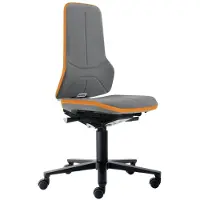 BIMOS Werkdraaistoel | wielen | supertec-weefsel grijs ORANGE | 450-620 mm | 1 stuk - 9000454260 9000454260