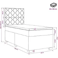 vidaXL Boxspringbed met matras en LED-verlichting, lichtgrijs, 90 x 190 cm, fluweel