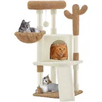 Yaheetech 106 cm krabboom in de vorm van een cactus, kattenboom met platform, beige/bruin