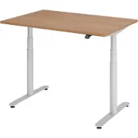 Hammerbacher Bureau XDLR elektrisch in hoogte verstelbaar 120 x 80 Walnoot - Zilver