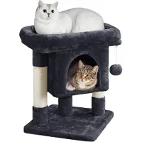 Yaheetech 59 cm kraboom, klein kattenboom met groot platform, zwart