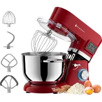 Kitchenbrothers Keukenrobot - Keukenmachine - Touch Display en Timer - 6,2L - Keukenmixer - 1400W - Rood
