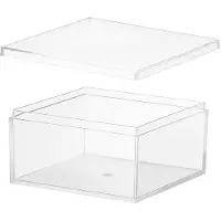 Merkloos Acrylaat opbergdoos met deksel, 7,5 x 7,5 x 4 cm, transparant