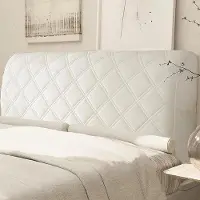 Markenlos Elastische fluwelen hoes voor hoofdeinde van bed - stofafstotend en wasbaar - alles-in-één oplossing - dikke hoofdeindebekleding - wit - 200 cm