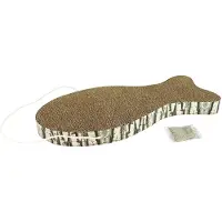 Zamibo Kartonnen krabpaal in de vorm van een vis, met kattenkruid, 50 x 23 cm