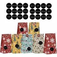 Sonstiges Adventskalender om zelf te vullen, bestaande uit 24 papieren kerstzakjes met cijferstickers. DIY knutselset, afmetingen 11,5x8x21 cm
