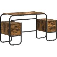 Syfax Bureau met opbergruimte, gerookt eikenhout, 145 x 50 x 75 cm