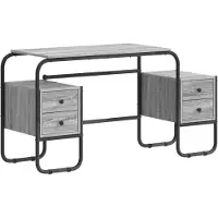 Syfax Bureau met opbergruimte, kleur Sonoma-grijs, afmetingen 145 x 50 x 75 cm