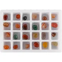 Merkloos Adventskalender 2024 - Mini-edelstenen - 24 kristallen/mineralen - Cadeau voor een verjaardag - Opbergzakje - Vergrootglas