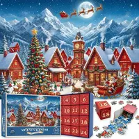 Sonstiges Adventskalender puzzel voor kinderen, 1008 stukjes, kerstpuzzel, 70 x 50 cm, 24 dagen aftellen, 24 verrassingsboxen