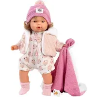 Llorens Crying Lola With Blanket Fabric Body And Sound Mechanism Baby Doll 38 Cm Roze