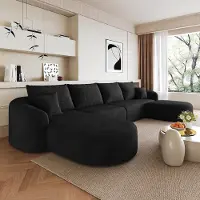 OKWISH U-Bank - Modulaire Hoekbank Zonder Montage - Ruimtebesparend Voor Woonkamer Of Slaapkamer - Stof - Zwart