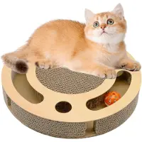 Merkloos 3 in 1 Kat Scratcher, met Belletjes en Catnip, 33×33×5 cm, voor Binnenkatten