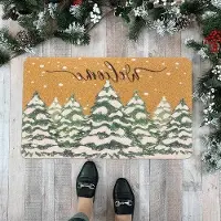 OEM Kerstmat met sneeuwvlokken - Antislip mat van kokosvezel voor binnen en buiten, 43 x 72 cm, ideaal voor de feestdagen en als cadeau