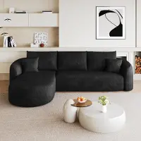 OKWISH Hoekbank - Modulair Ontwerp Zonder Montage - Voor Woonkamer Of Slaapkamer - Zachte Stoffen Bekleding - Zwart