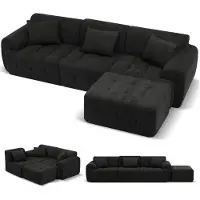 COMHOMA Hoekbank, 245 x 60 x 40 cm, Modulaire bank met slaapfunctie, slaapbank, L-vormige bank voor de woonkamer, vacuümverpakt, flexibel combineerbaar