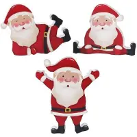 OEM Kerstman set van 3 stuks - Zelfstandig figuurtje - Donker patroon - Hoogwaardig hout - 9,9 x 11,9 cm - Kerstdecoratie
