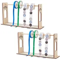 OEM Houten etiketrolhouder - Etikettenorganisator - 2 stuks - Natuurlijke kleur - Voor het bureau - Praktisch...