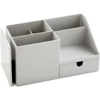 OEM Bureau-organizer - Uittrekbare opbergorganizer voor het bureau, potlood- en kaarthouder, bureaucontainer, bureauorganizer voor kantoorbenodigdheden, grijs