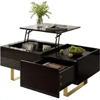 OEM Moderne salontafel - In hoogte verstelbaar met opbergruimte - glanzende afwerking en lades - geschikt voor moderne woonkamers - MDF - 100x50x54,5 cm - Salontafel - Zwart
