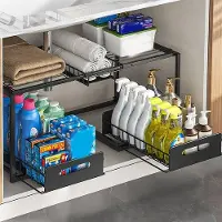 OEM Kleine wastafelorganizer - Opbergrek voor kast - Ruimtebesparend - Uittrekbaar design - Verstelbaar van 65 tot 73 cm - Zwart