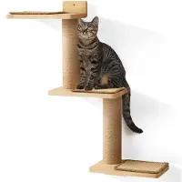 Merkloos Kattenklimwand van Natuurlijk Rubberhout - Met Jute Krabpaal