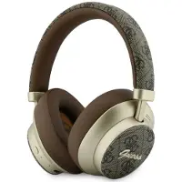 GUESS Bluetooth ENC 4G over-ear hoofdtelefoon, goudkleurig met "Script Metal" design, bruin