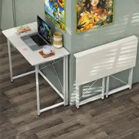 Merkloos Opklapbaar computerbureau voor kleine ruimtes, werkplekken, opklapbare computertafel, metalen frame, zwart, 8