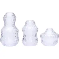 Hubsch - Fuyu Vases - Clear - Set of 3 - ø11xh20cm, ø10xh15, ø11xh10cm