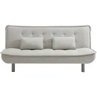 Vente-unique Driezitsslaapbank klik-klak in beige stof MISHAN
