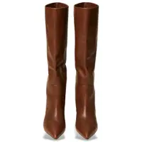 Twinset Dames Hoge laarzen van bruin leer (36), 5 tot 8 cm, Geen, Casual 262TGT052