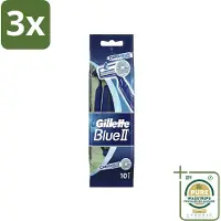 Gillette 3 x - Blue 2 - Wegwerpscheermesjes - Chromium Coating - 10 Scheermesjes - Grootverpakking - Scheermesjes - Wegwerpscheermesjes - - Gromium Coating - Comfortabele Scheerbeurt