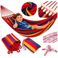 Norimpex Kleurrijke Kinderhangmat 190x100cm met Spreidstok en Draagtas