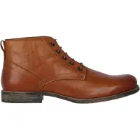 Firetrap Mannen Casca Vintage Look Leren Casual Platte Laars (Donker Tan)