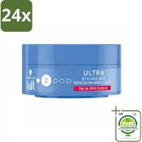 Taft - Ultra 2 - Styling Wax - Flexibele textuur - 75 ml - Voordeelverpakking - 24 stuks - Haarwax - Stylingwax