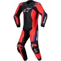 Alpinestars Missile v3, leren pak, 1 stuk. ,Zwart/Neon-Rood/Lila ,56