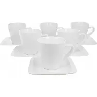 Duo INFINITY Porseleinen Koffiekopjes met Schotels - Set van 6