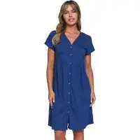 Doctor Nap Katoenen Nachthemd Dames Borstvoeding Zwangerschap Indigo Blue TCB.7547 XL / 42