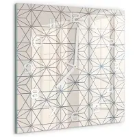 Tulup Wandklok - Geometrische achtergrond Wandklok Glas Decoratie - 30x30 cm - Beige Gekleurde Glazen Klok - Witte handen - Vierkante Klok - Klok Glas Met Opdruk - Moderne Wandklok Glas