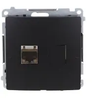 Kontakt-Simon Simon Basic RJ45-computerconnector, categorie 6, eenvoudig afgeschermd met stofkap (module). Zwart, model BM61E.01/49