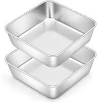 Famanu - Vierkante taartvorm - Ideaal voor het bakken van taarten en lasagne - Vaatwasbestendig - Set van 2