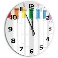 Tulup Wandklok - Verfrollers Wandklok Glas Decoratie - fi60 cm - Veelkleurig Gekleurde Glazen Klok - Zwarte handen - Ronde Klok - Klok Glas Met Opdruk - Moderne Wandklok Glas