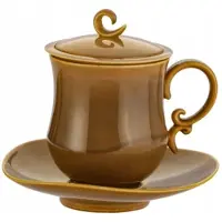 Marco polo Porseleinen theemok met filter, deksel, schotel 380ml vintage